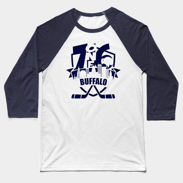 716 Buffalo Hockey 1 color Baseball T-Shirt by AssortedRealitee
